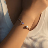 Bracelet Pierre de Lune et Perle Argent S925 Ajustable - Biloria