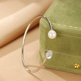 Bracelet Pierre de Lune et Perle Argent S925 Ajustable - Biloria