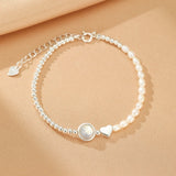 Bracelet Pierre de Lune et Perles d'Eau Douce Argent 925 - Biloria