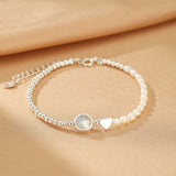 Bracelet Pierre de Lune et Perles d'Eau Douce Argent 925 - Biloria