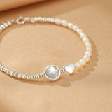 Bracelet Pierre de Lune et Perles d'Eau Douce Argent 925 - Biloria