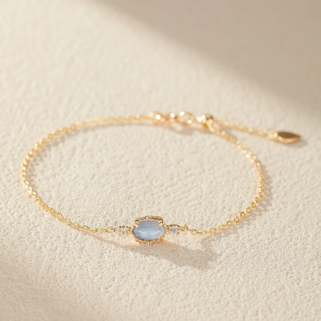 Bracelet Pierre de Lune Luna Argent Plaqué Or - Biloria