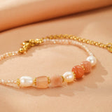 Bracelet Pierre de Soleil et Perle naturelle lithothérapie - Biloria