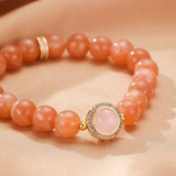 Bracelet Pierre de Soleil, Quartz Rose et Nacre – Douceur Lumineuse - Biloria