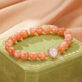Bracelet Pierre de Soleil, Quartz Rose et Nacre – Douceur Lumineuse - Biloria