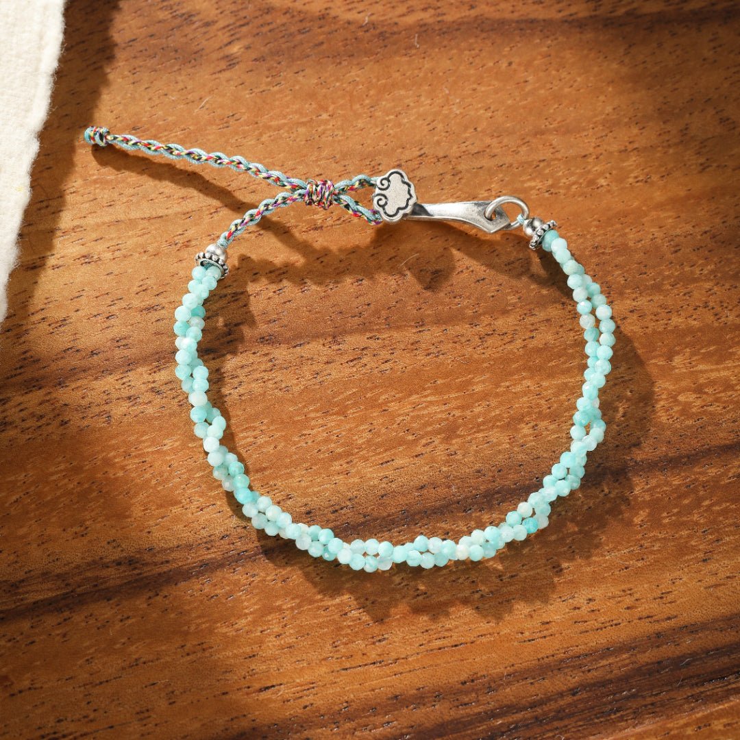 Bracelet pierre naturelle Amazonite ou Tourmaline - Argent ajustable - Biloria