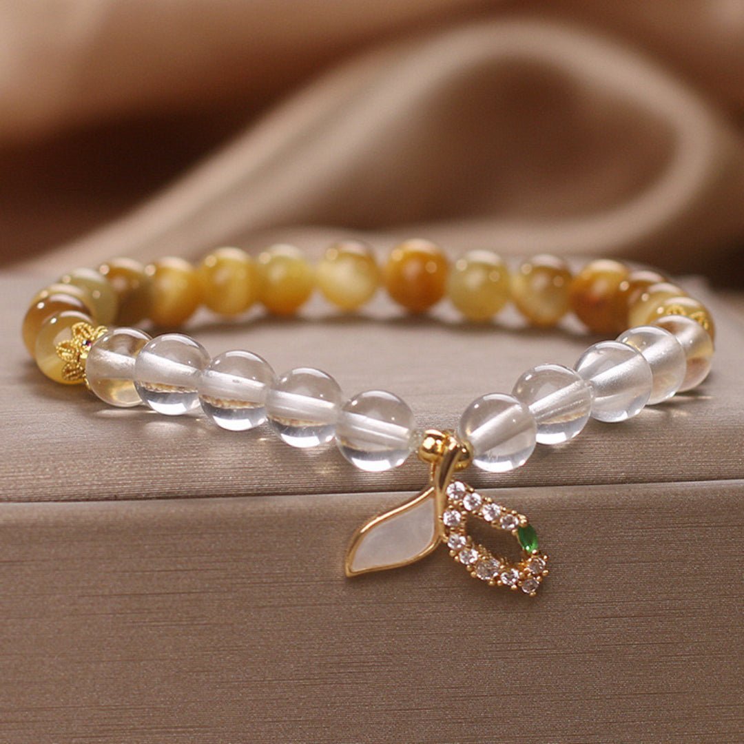 Bracelet Quartz Clair Œil de Tigre Queue Sirène Fait Main - Biloria