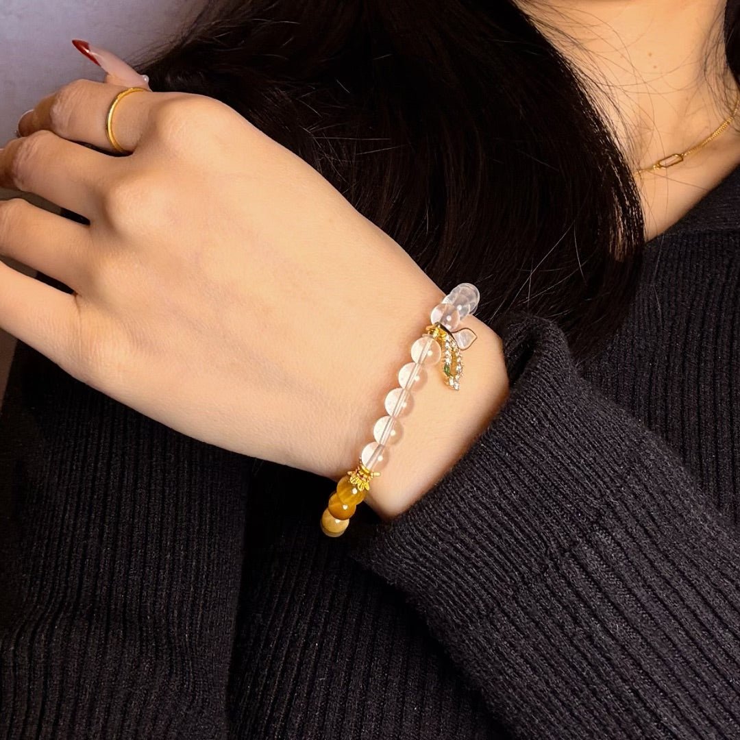 Bracelet Quartz Clair Œil de Tigre Queue Sirène Fait Main - Biloria