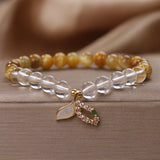 Bracelet Quartz Clair Œil de Tigre Queue Sirène Fait Main - Biloria