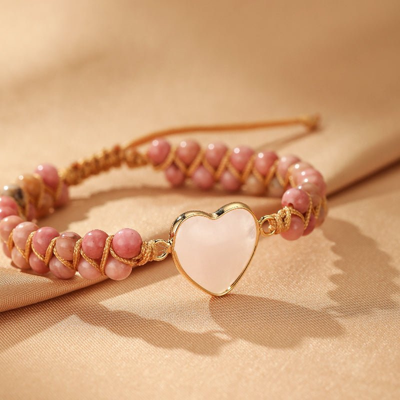 Bracelet Quartz Rose Cœur de Joie – Cadeau Amour Harmonie - Biloria
