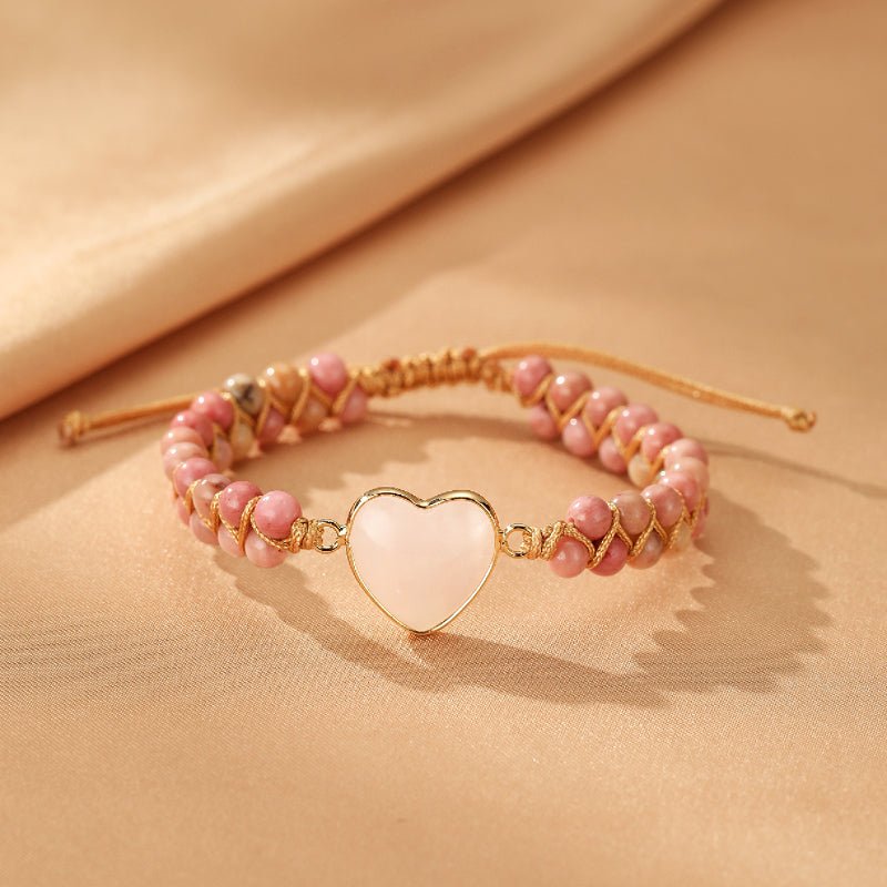 Bracelet Quartz Rose Cœur de Joie – Cadeau Amour Harmonie - Biloria