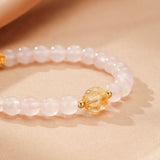 Bracelet Quartz Rose et Citrine, Argent Plaqué Or - Biloria
