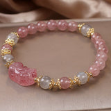 Bracelet Quartz Rose Labradorite PiXiu Protection Feng Shui - Biloria