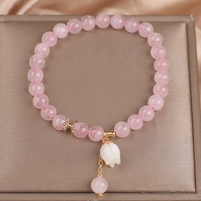 Bracelet Quartz Rose Tulipe - Bijou Cœur et Amour - Biloria