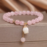 Bracelet Quartz Rose Tulipe - Bijou Cœur et Amour - Biloria