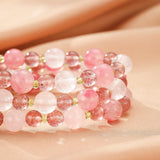 Bracelet Rhodonite Quartz Rose Péridot – Harmonie Printanière - Biloria