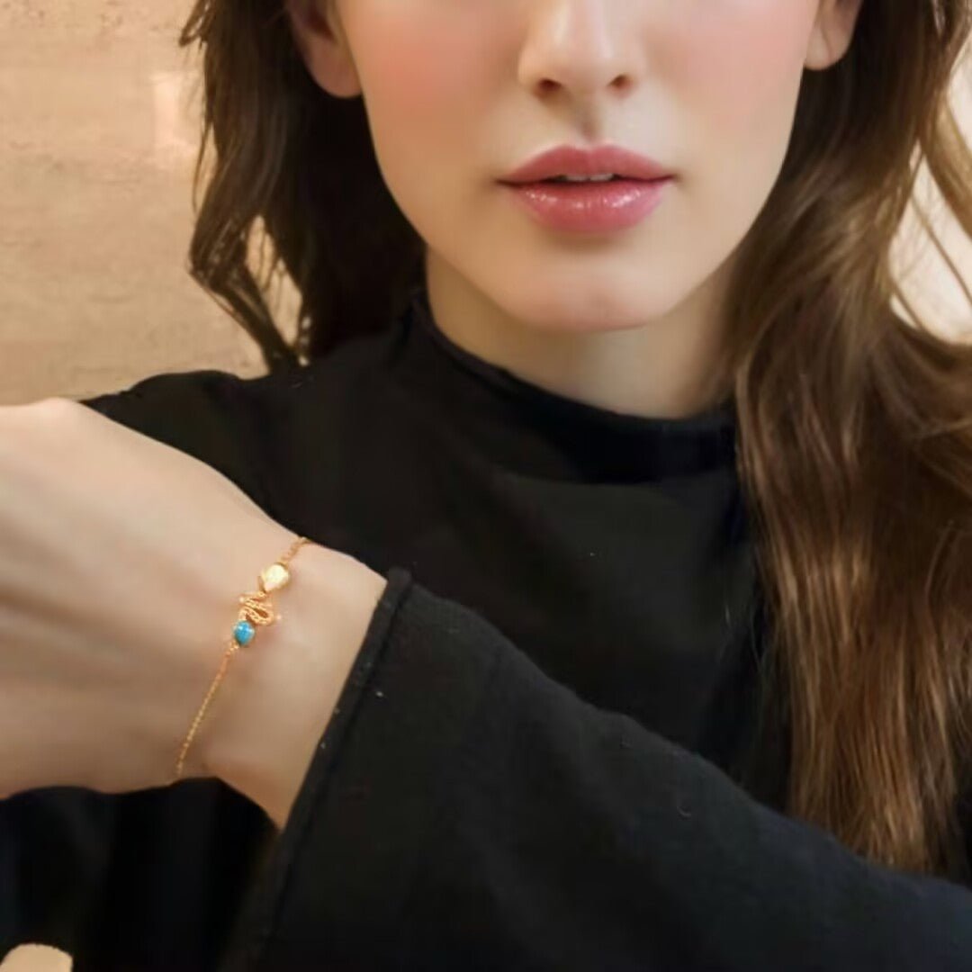 Bracelet Serpent Opale Turquoise Argent 925 Ajustable - Biloria
