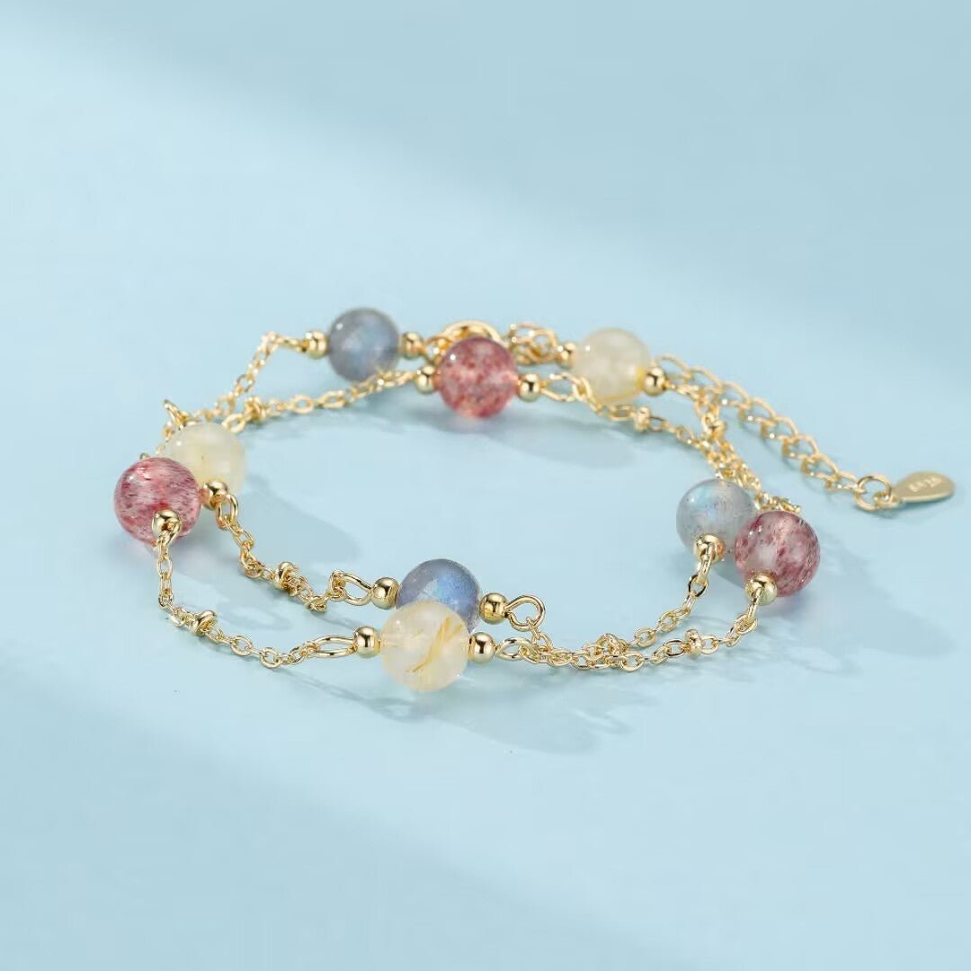 Bracelet spirituel Labradorite Quartz Fraise Citrine - Biloria