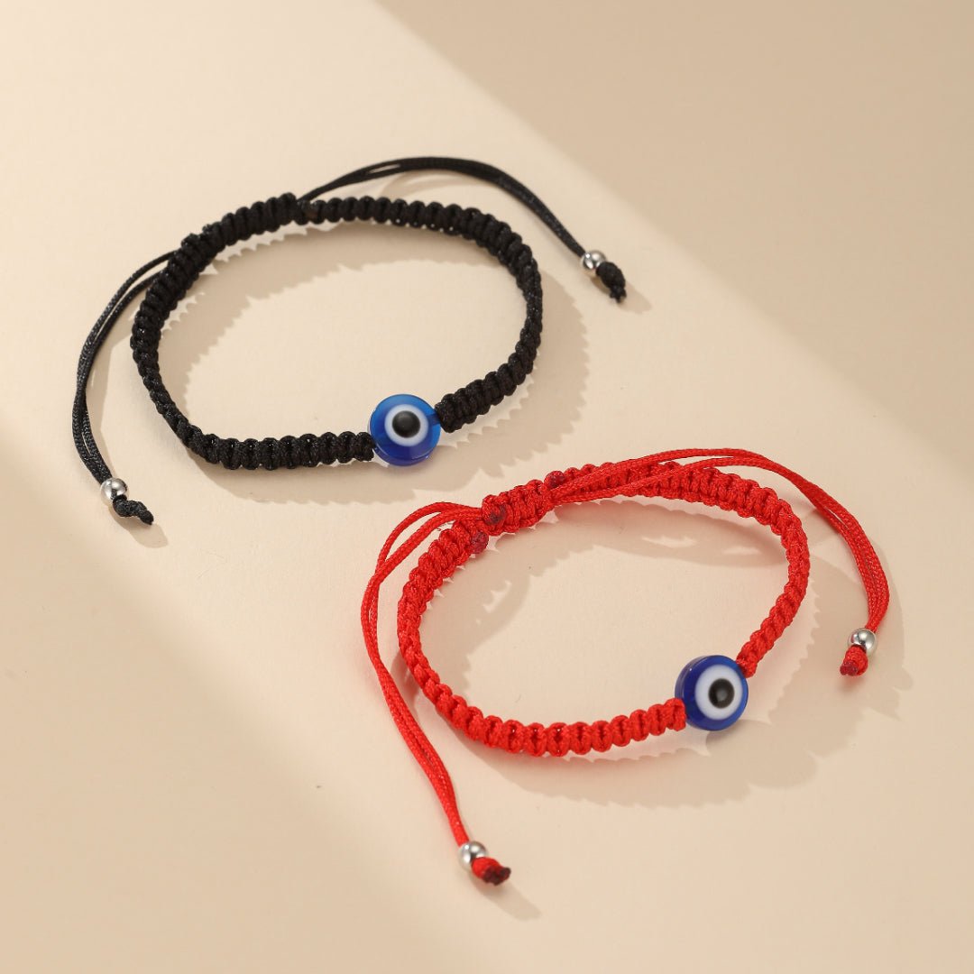 Bracelet Tissé Main Protection Mauvais Œil pour Couple ou Ami - Biloria