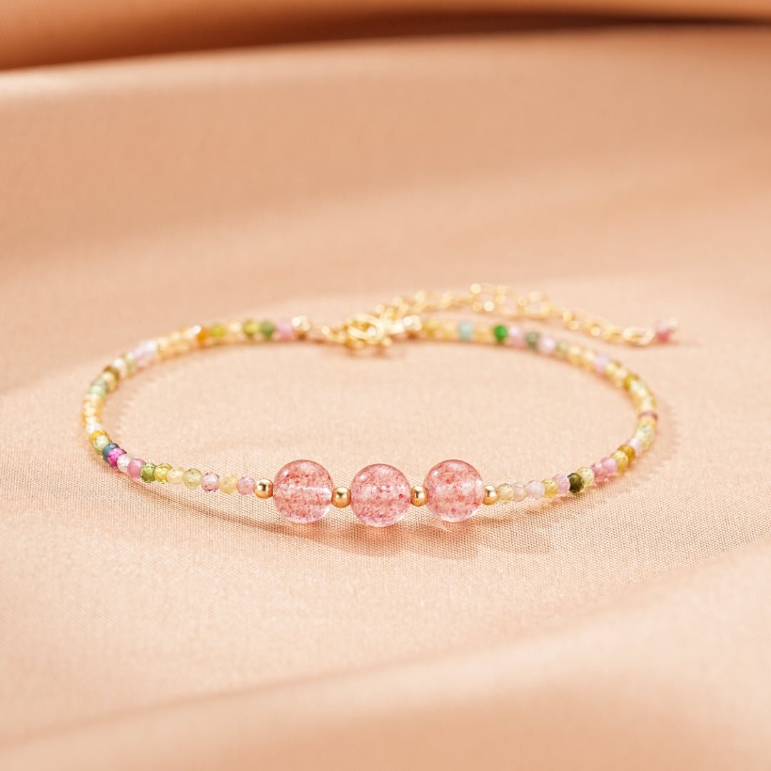 Bracelet Tourmaline et Quartz Fraise pour un Bien-être Émotionnel - Biloria