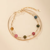 Bracelet Tourmaline Harmonie Cosmique Plaqué Or 14k - Biloria