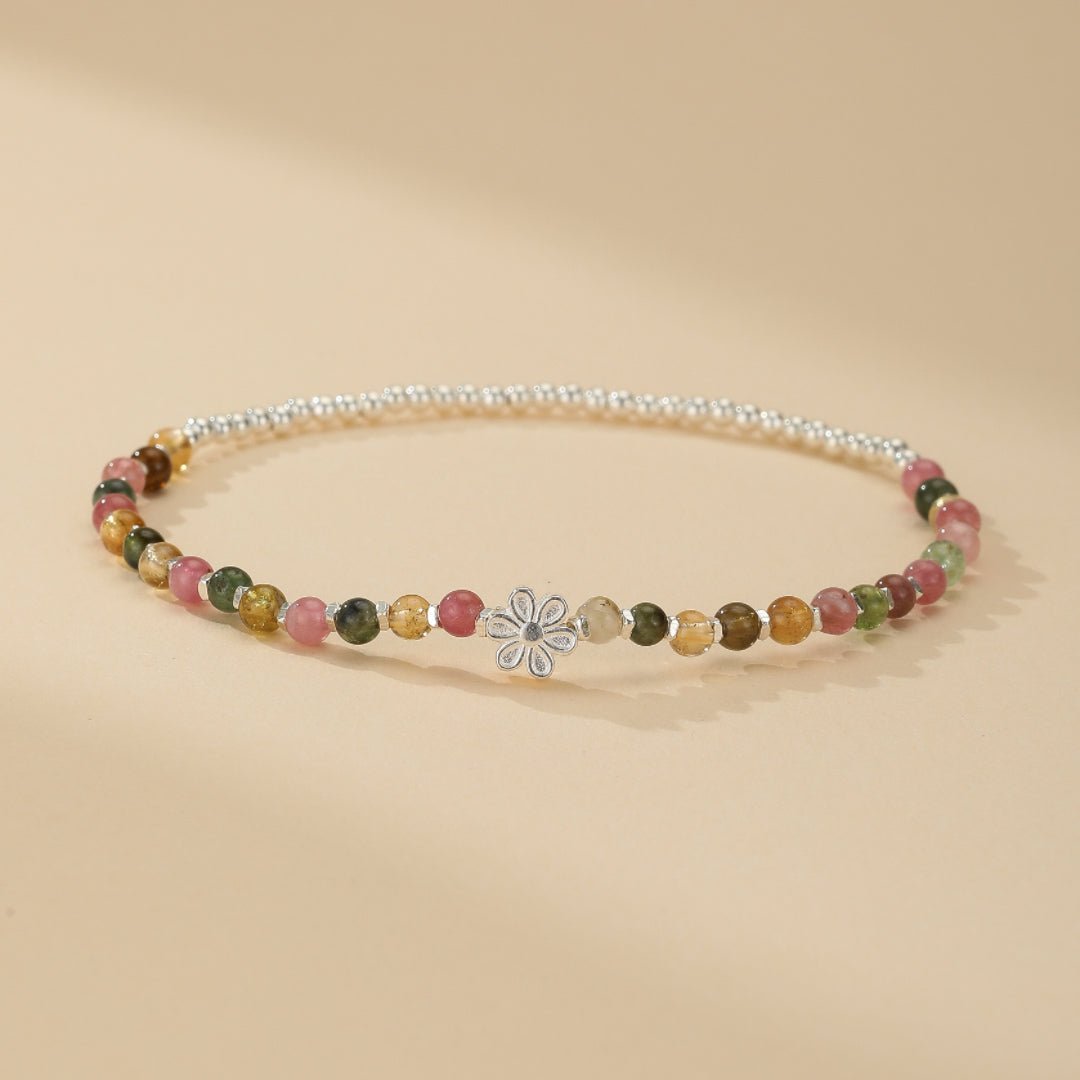 Bracelet Tourmaline Multicolore Argent 925 - Bijou Printanier - Biloria