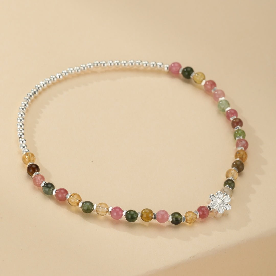 Bracelet Tourmaline Multicolore Argent 925 - Bijou Printanier - Biloria