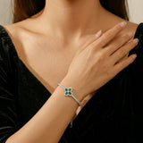 Bracelet Trèfle Émeraude Argent S925 Chance Prospérité - Biloria