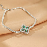 Bracelet Trèfle Émeraude Argent S925 Chance Prospérité - Biloria