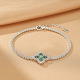 Bracelet Trèfle Émeraude Argent S925 Chance Prospérité - Biloria