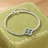 Bracelet Trèfle Émeraude Argent S925 Chance Prospérité - Biloria