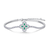 Bracelet Trèfle Émeraude Argent S925 Chance Prospérité - Biloria