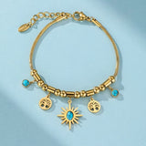 Bracelet Turquoise Arbre de Vie Acier Doré - Biloria