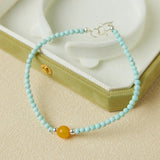 Bracelet Turquoise Argent Ajustable Protection Bien-Être - Biloria