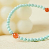 Bracelet Turquoise et Agate Rouge Argent 925 – Éclat Naturel - Biloria