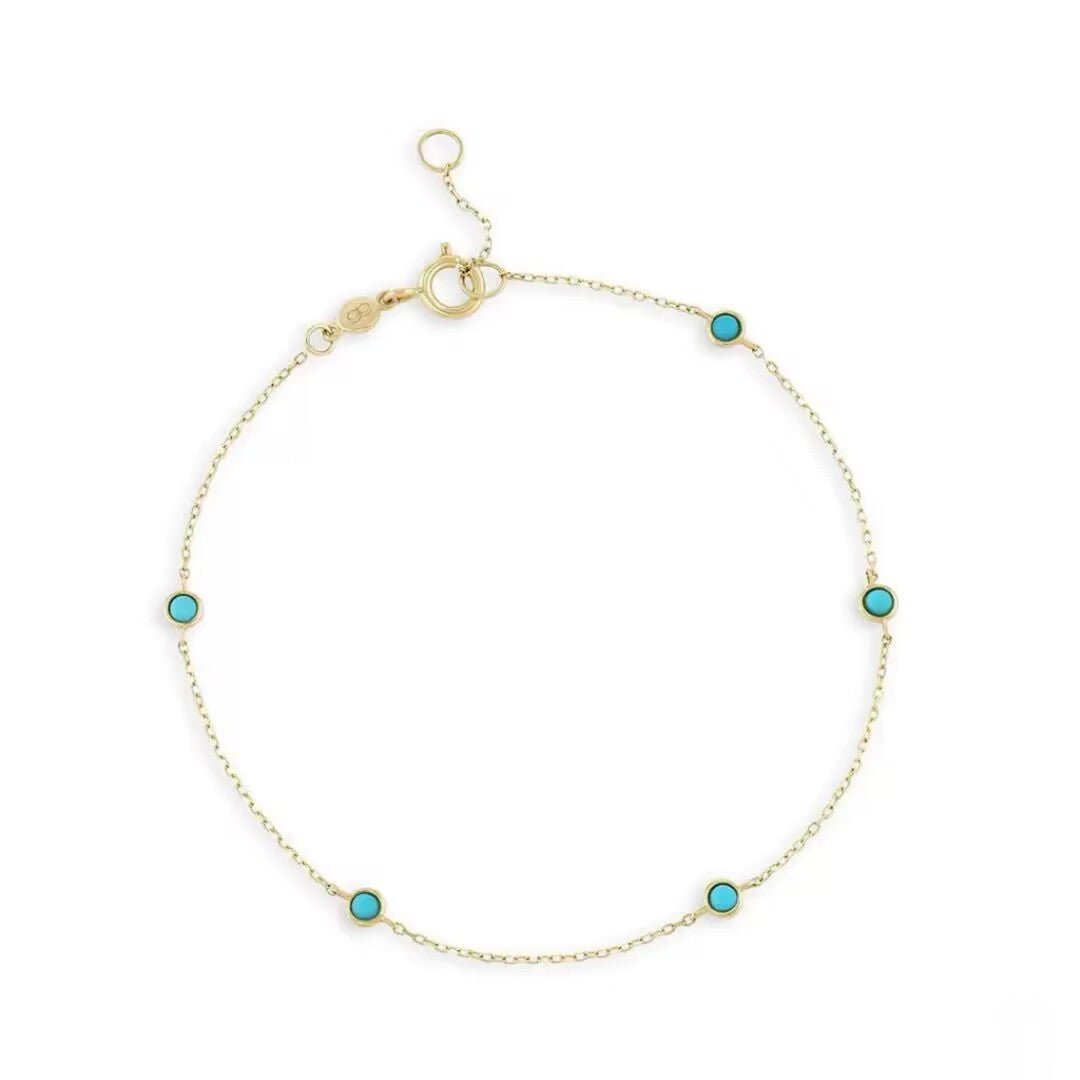 Bracelet Turquoise et Or Fins – Argent 925 Plaqué Or - Biloria