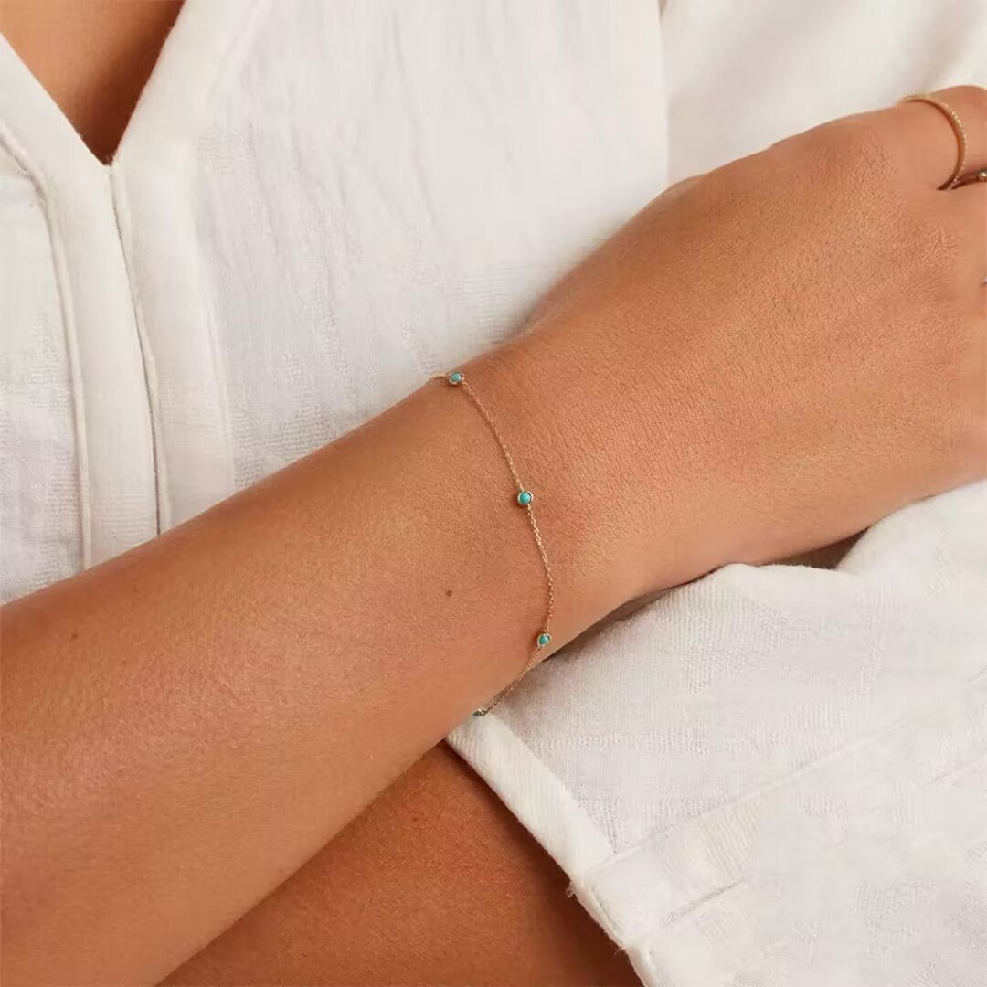 Bracelet Turquoise et Or Fins – Argent 925 Plaqué Or - Biloria