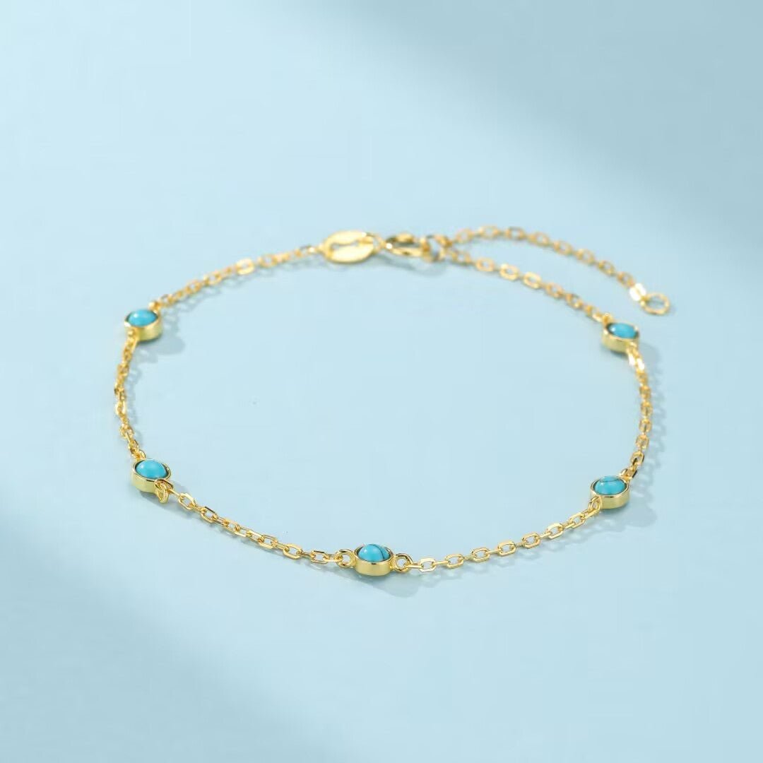 Bracelet Turquoise et Or Fins – Argent 925 Plaqué Or - Biloria
