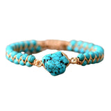 Bracelet Turquoise Fil d'Amour Argent Plaqué Or - Bijou Déco Bureau - Biloria