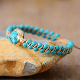 Bracelet Turquoise Fil d'Amour Argent Plaqué Or - Bijou Déco Bureau - Biloria