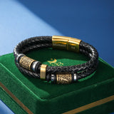 Bracelet Viking Cuir Noir Nœuds Infinis Acier Inoxydable - Biloria