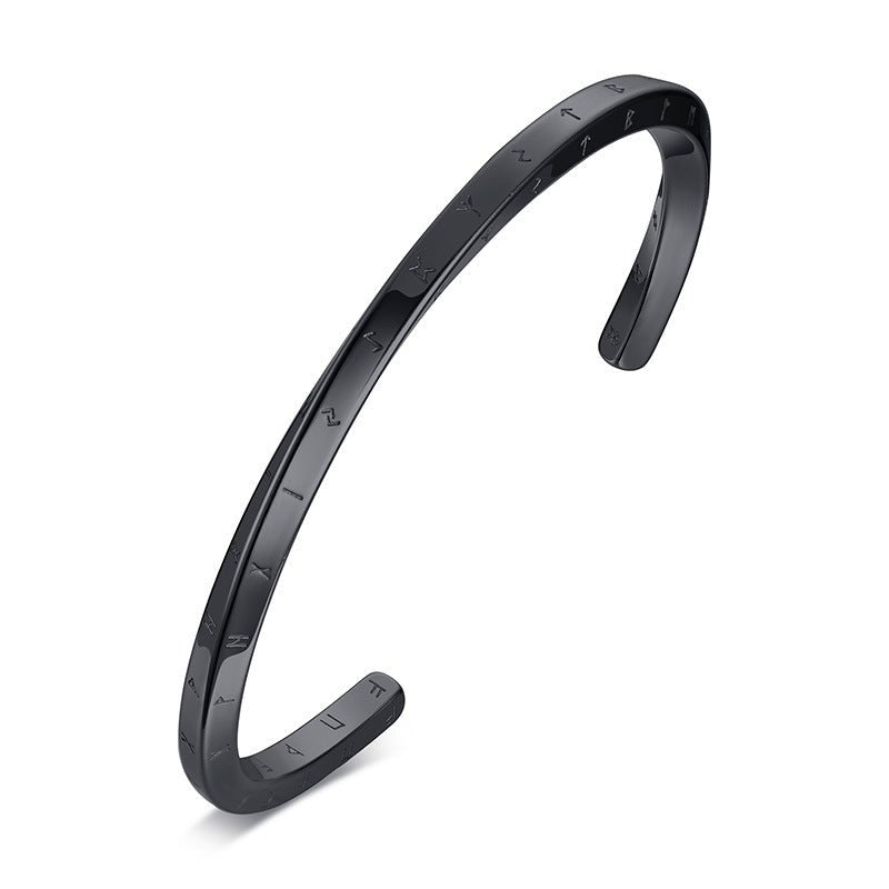 Bracelet Viking Jonc Runes Gravées Protection Lithothérapie - Biloria