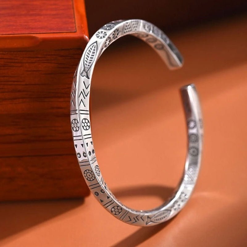 Bracelet Viking Jonc Torsadé Runes Symboles Origine - Biloria