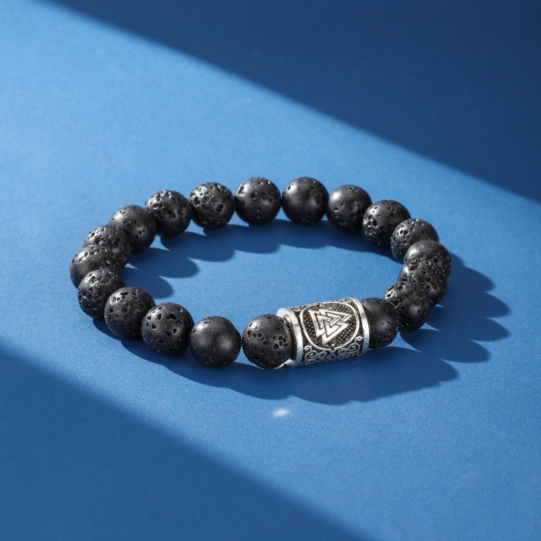 Bracelet Viking Pierre de Lave - Symbole de Force et Cadeau - Biloria