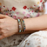 Bracelet Wrap Jaspe Africain Tressé Bohème Chic - Biloria
