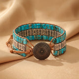 Bracelet Wrap Turquoise Fait Main - Protection et Sagesse - Biloria