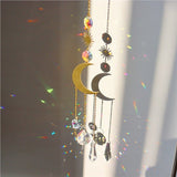 Capteur de Soleil en Cristal avec Lune et Étoile - Biloria
