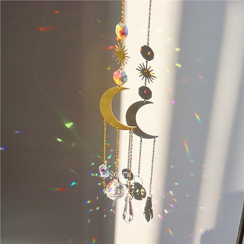 Capteur de Soleil en Cristal avec Lune et Étoile - Biloria