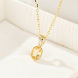 Citrine Ovale Pendentif Argent Plaqué Or - Biloria