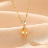 Citrine Ovale Pendentif Argent Plaqué Or - Biloria